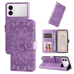 Custodia per telefono in pelle con stampa girasole in rilievo, For Galaxy S26 FE 5G, For Galaxy S26+ 5G, For Galaxy S26 Edge 5G, For Galaxy S26 Ultra 5G