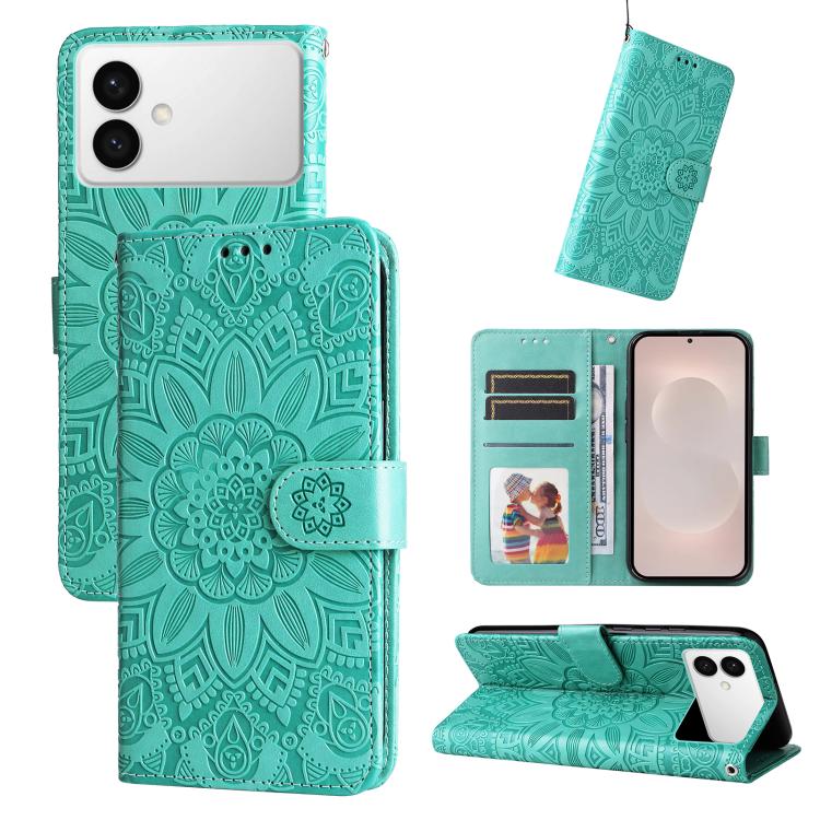 Custodia per telefono in pelle con stampa girasole in rilievo, For Galaxy S26 FE 5G, For Galaxy S26+ 5G, For Galaxy S26 Edge 5G, For Galaxy S26 Ultra 5G