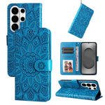Custodia per telefono in pelle con stampa girasole in rilievo, For Galaxy S26 FE 5G, For Galaxy S26+ 5G, For Galaxy S26 Edge 5G, For Galaxy S26 Ultra 5G