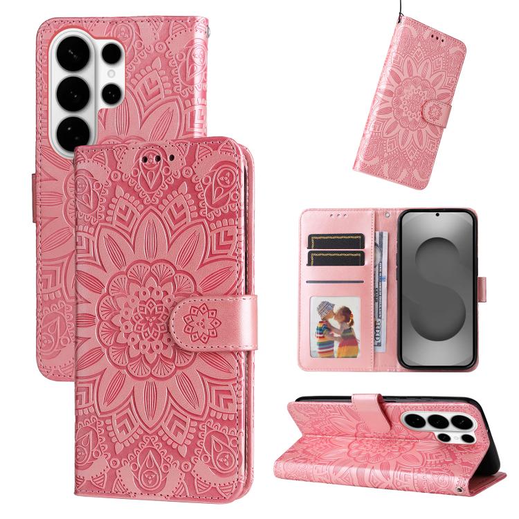 Custodia per telefono in pelle con stampa girasole in rilievo, For Galaxy S26 FE 5G, For Galaxy S26+ 5G, For Galaxy S26 Edge 5G, For Galaxy S26 Ultra 5G