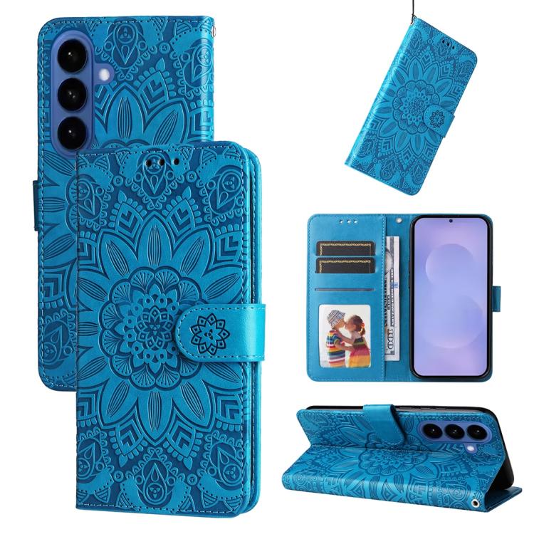 Custodia per telefono in pelle con stampa girasole in rilievo, For Galaxy S26 FE 5G, For Galaxy S26+ 5G, For Galaxy S26 Edge 5G, For Galaxy S26 Ultra 5G