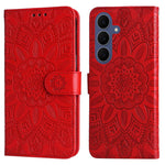 Custodia per telefono in pelle con stampa girasole in rilievo, For Galaxy S26 FE 5G, For Galaxy S26+ 5G, For Galaxy S26 Edge 5G, For Galaxy S26 Ultra 5G