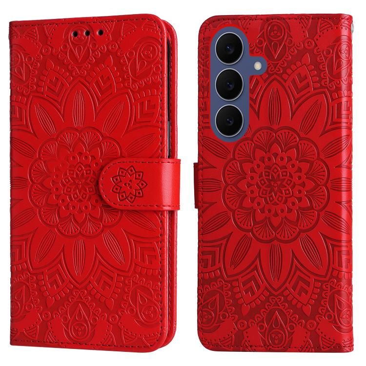 Custodia per telefono in pelle con stampa girasole in rilievo, For Galaxy S26 FE 5G, For Galaxy S26+ 5G, For Galaxy S26 Edge 5G, For Galaxy S26 Ultra 5G
