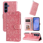 Custodia per telefono in pelle con stampa girasole in rilievo, For Galaxy S26 FE 5G, For Galaxy S26+ 5G, For Galaxy S26 Edge 5G, For Galaxy S26 Ultra 5G