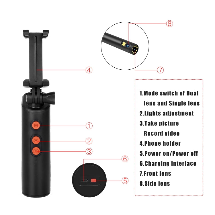 Endoscopio digitale WiFi doppia fotocamera 1080P IP68