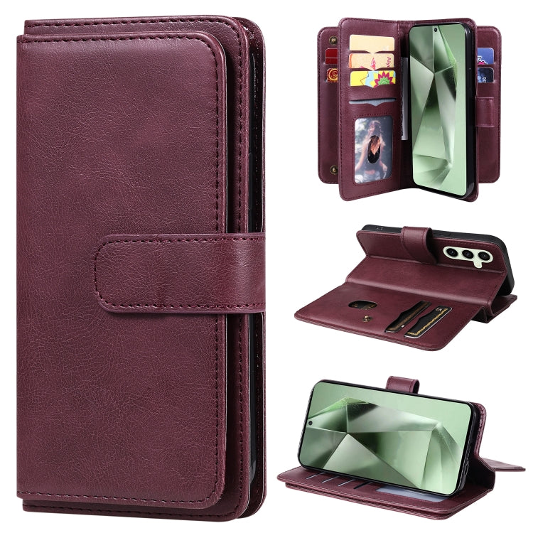 Portafoglio multifunzione con 10 scomparti per carte e custodia in pelle per telefono, For Galaxy S25 / S24 5G, For Galaxy S25+ / S24+ 5G, For Galaxy S25 Ultra 5G, For Galaxy S24 FE 5G