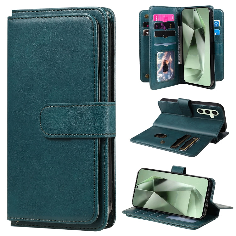 Portafoglio multifunzione con 10 scomparti per carte e custodia in pelle per telefono, For Galaxy S25 / S24 5G, For Galaxy S25+ / S24+ 5G, For Galaxy S25 Ultra 5G, For Galaxy S24 FE 5G