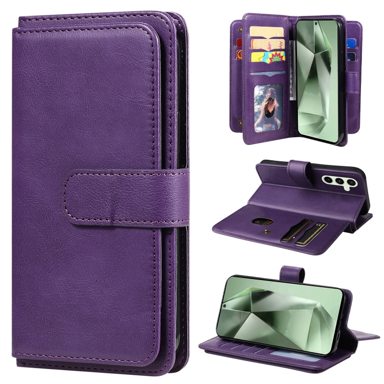 Portafoglio multifunzione con 10 scomparti per carte e custodia in pelle per telefono, For Galaxy S25 / S24 5G, For Galaxy S25+ / S24+ 5G, For Galaxy S25 Ultra 5G, For Galaxy S24 FE 5G