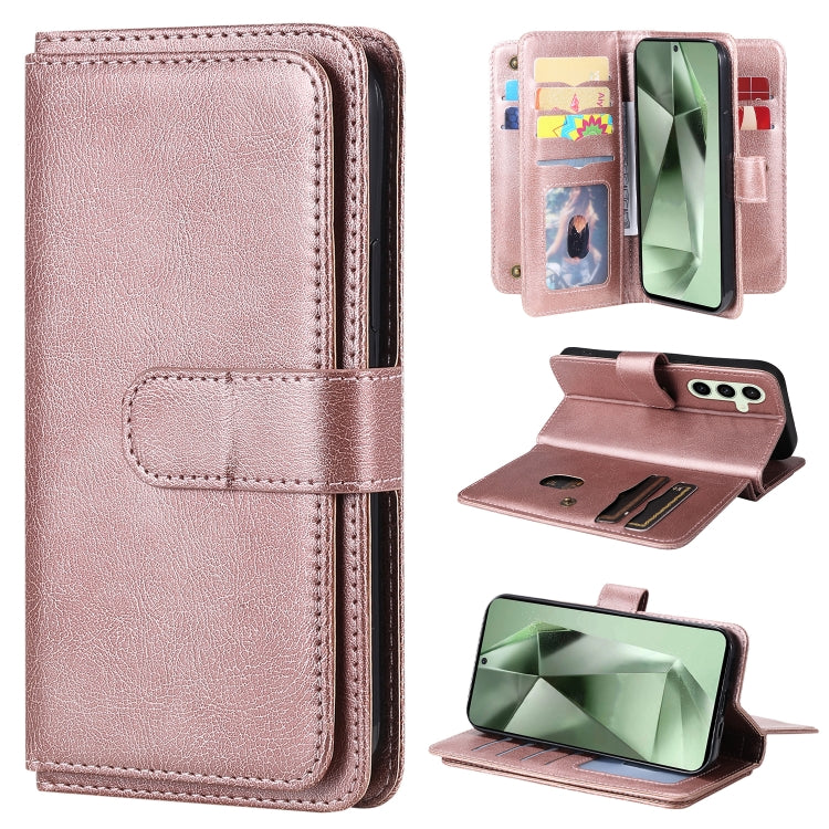 Portafoglio multifunzione con 10 scomparti per carte e custodia in pelle per telefono, For Galaxy S25 / S24 5G, For Galaxy S25+ / S24+ 5G, For Galaxy S25 Ultra 5G, For Galaxy S24 FE 5G