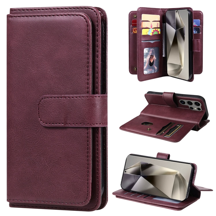 Portafoglio multifunzione con 10 scomparti per carte e custodia in pelle per telefono, For Galaxy S25 / S24 5G, For Galaxy S25+ / S24+ 5G, For Galaxy S25 Ultra 5G, For Galaxy S24 FE 5G