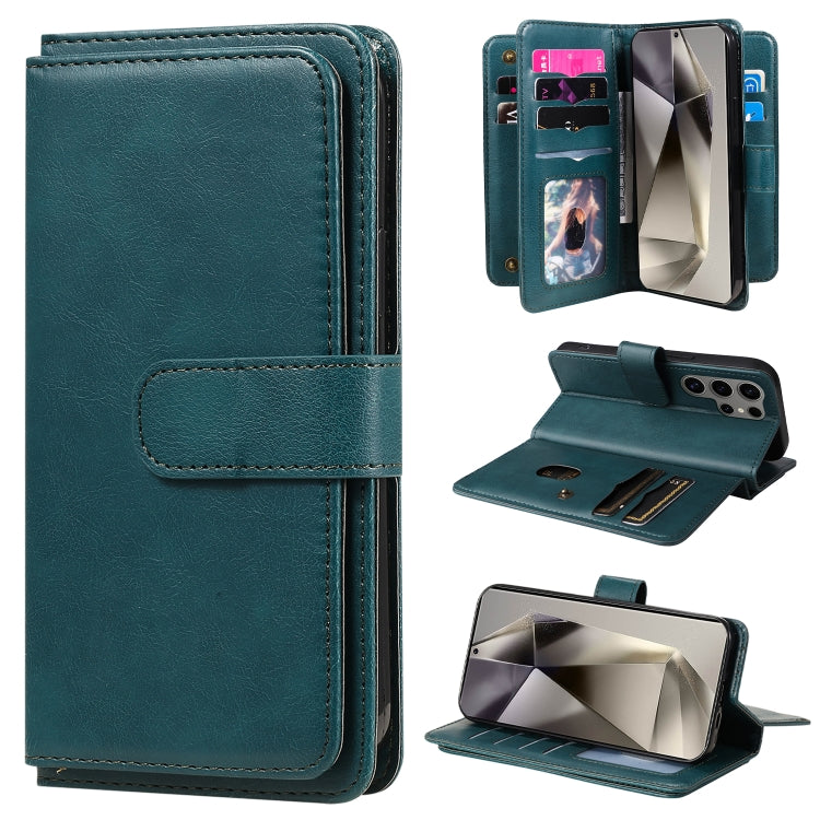 Portafoglio multifunzione con 10 scomparti per carte e custodia in pelle per telefono, For Galaxy S25 / S24 5G, For Galaxy S25+ / S24+ 5G, For Galaxy S25 Ultra 5G, For Galaxy S24 FE 5G