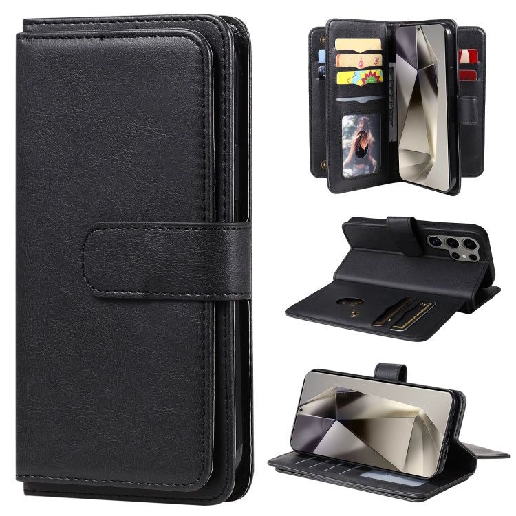 Portafoglio multifunzione con 10 scomparti per carte e custodia in pelle per telefono, For Galaxy S25 / S24 5G, For Galaxy S25+ / S24+ 5G, For Galaxy S25 Ultra 5G, For Galaxy S24 FE 5G