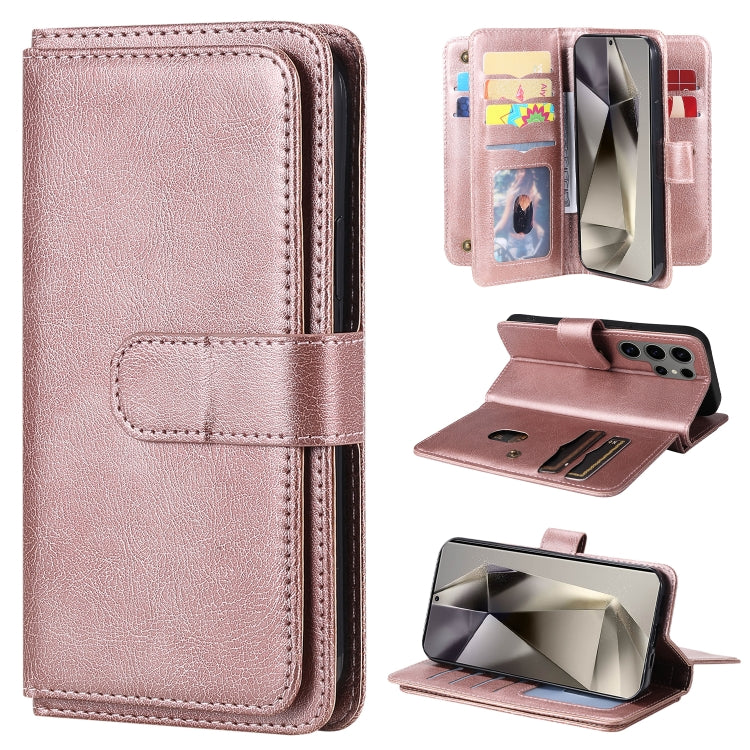 Portafoglio multifunzione con 10 scomparti per carte e custodia in pelle per telefono, For Galaxy S25 / S24 5G, For Galaxy S25+ / S24+ 5G, For Galaxy S25 Ultra 5G, For Galaxy S24 FE 5G