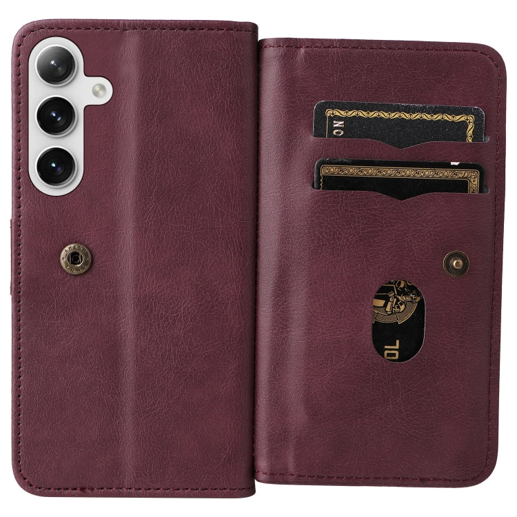 Portafoglio multifunzione con 10 scomparti per carte e custodia in pelle per telefono, For Galaxy S25 / S24 5G, For Galaxy S25+ / S24+ 5G, For Galaxy S25 Ultra 5G, For Galaxy S24 FE 5G