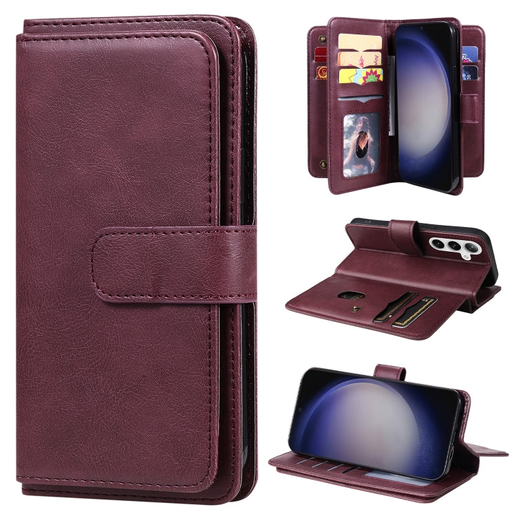 Portafoglio multifunzione con 10 scomparti per carte e custodia in pelle per telefono, For Galaxy S25 / S24 5G, For Galaxy S25+ / S24+ 5G, For Galaxy S25 Ultra 5G, For Galaxy S24 FE 5G