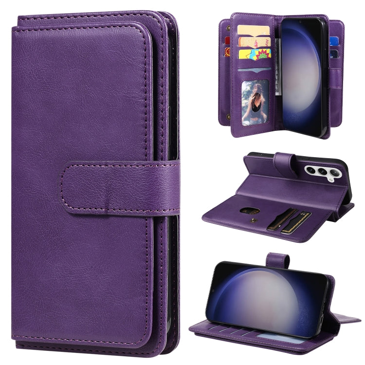 Portafoglio multifunzione con 10 scomparti per carte e custodia in pelle per telefono, For Galaxy S25 / S24 5G, For Galaxy S25+ / S24+ 5G, For Galaxy S25 Ultra 5G, For Galaxy S24 FE 5G
