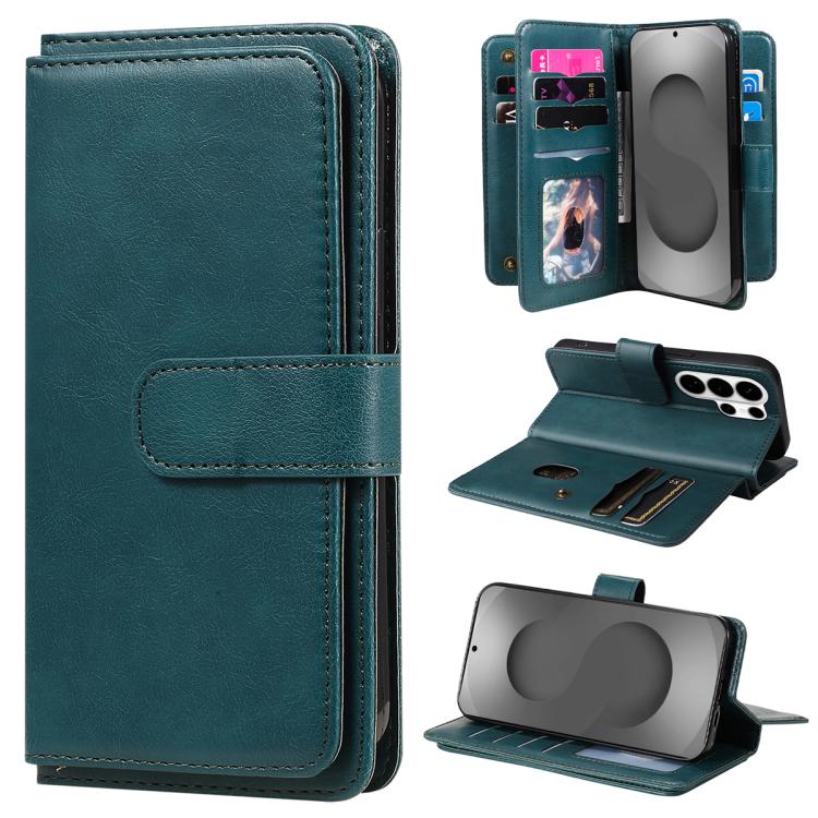 Portafoglio multifunzione con 10 scomparti per carte e custodia in pelle per telefono, For Galaxy S26 FE 5G, For Galaxy S26 Edge 5G, For Galaxy S26 Ultra 5G, For Galaxy S26 5G
