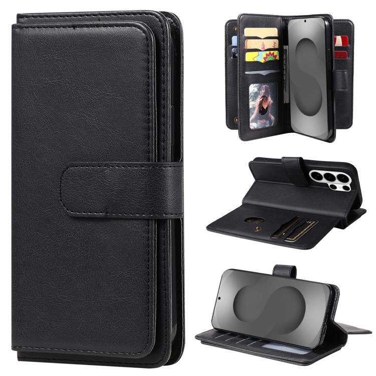 Portafoglio multifunzione con 10 scomparti per carte e custodia in pelle per telefono, For Galaxy S26 FE 5G, For Galaxy S26 Edge 5G, For Galaxy S26 Ultra 5G, For Galaxy S26 5G