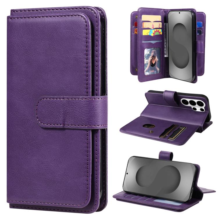 Portafoglio multifunzione con 10 scomparti per carte e custodia in pelle per telefono, For Galaxy S26 FE 5G, For Galaxy S26 Edge 5G, For Galaxy S26 Ultra 5G, For Galaxy S26 5G