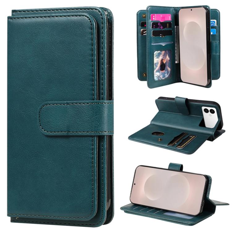 Portafoglio multifunzione con 10 scomparti per carte e custodia in pelle per telefono, For Galaxy S26 FE 5G, For Galaxy S26 Edge 5G, For Galaxy S26 Ultra 5G, For Galaxy S26 5G