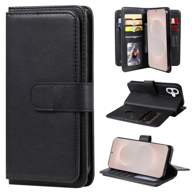 Portafoglio multifunzione con 10 scomparti per carte e custodia in pelle per telefono, For Galaxy S26 FE 5G, For Galaxy S26 Edge 5G, For Galaxy S26 Ultra 5G, For Galaxy S26 5G