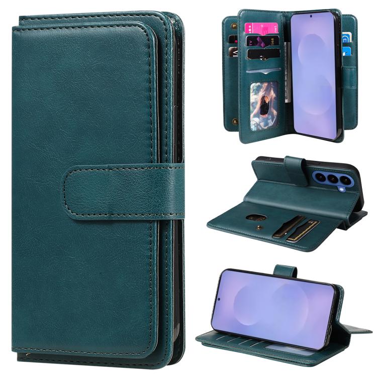 Portafoglio multifunzione con 10 scomparti per carte e custodia in pelle per telefono, For Galaxy S26 FE 5G, For Galaxy S26 Edge 5G, For Galaxy S26 Ultra 5G, For Galaxy S26 5G