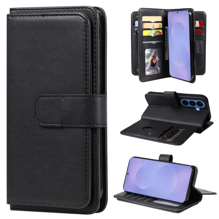 Portafoglio multifunzione con 10 scomparti per carte e custodia in pelle per telefono, For Galaxy S26 FE 5G, For Galaxy S26 Edge 5G, For Galaxy S26 Ultra 5G, For Galaxy S26 5G