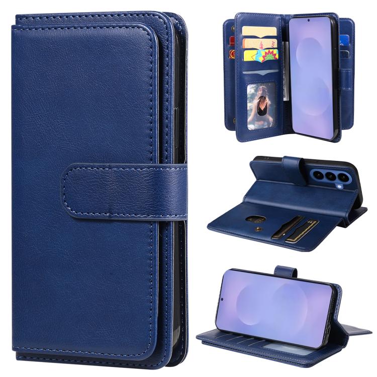 Portafoglio multifunzione con 10 scomparti per carte e custodia in pelle per telefono, For Galaxy S26 FE 5G, For Galaxy S26 Edge 5G, For Galaxy S26 Ultra 5G, For Galaxy S26 5G
