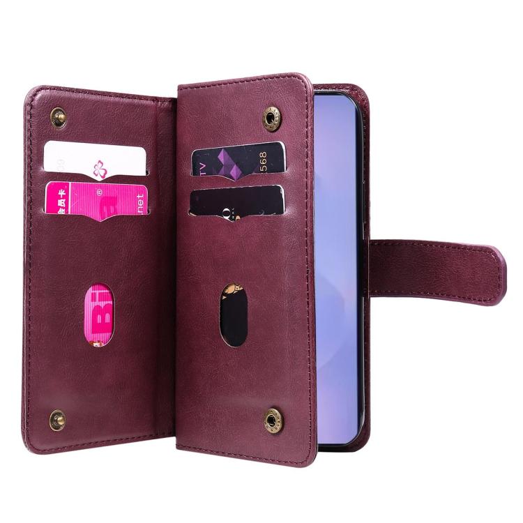 Portafoglio multifunzione con 10 scomparti per carte e custodia in pelle per telefono, For Galaxy S26 FE 5G, For Galaxy S26 Edge 5G, For Galaxy S26 Ultra 5G, For Galaxy S26 5G