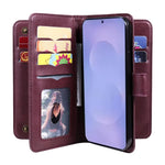 Portafoglio multifunzione con 10 scomparti per carte e custodia in pelle per telefono, For Galaxy S26 FE 5G, For Galaxy S26 Edge 5G, For Galaxy S26 Ultra 5G, For Galaxy S26 5G