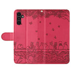 Custodia per telefono in pelle con motivo gatto in rilievo con cordino, For Samsung Galaxy S24 FE 5G