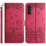 Custodia per telefono in pelle con motivo gatto in rilievo con cordino, For Samsung Galaxy S25 FE 5G, For Samsung Galaxy S25 5G, For Samsung Galaxy S25+ 5G, For Samsung Galaxy S25 Ultra 5G