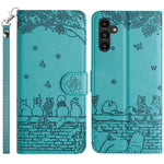 Custodia per telefono in pelle con motivo gatto in rilievo con cordino, For Samsung Galaxy S25 FE 5G, For Samsung Galaxy S25 5G, For Samsung Galaxy S25+ 5G, For Samsung Galaxy S25 Ultra 5G