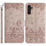 Custodia per telefono in pelle con motivo gatto in rilievo con cordino, For Samsung Galaxy S25 FE 5G, For Samsung Galaxy S25 5G, For Samsung Galaxy S25+ 5G, For Samsung Galaxy S25 Ultra 5G