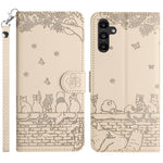 Custodia per telefono in pelle con motivo gatto in rilievo con cordino, For Samsung Galaxy S25 FE 5G, For Samsung Galaxy S25 5G, For Samsung Galaxy S25+ 5G, For Samsung Galaxy S25 Ultra 5G