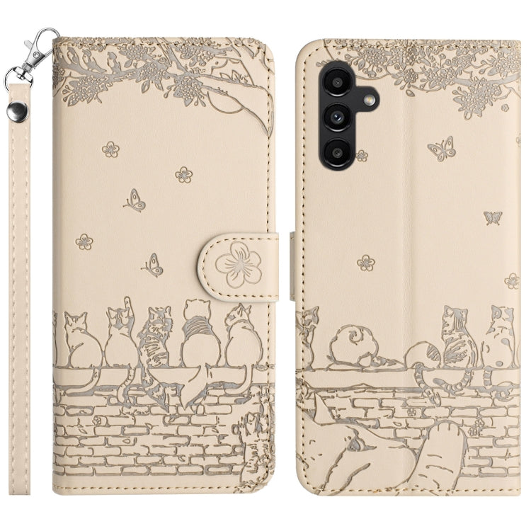 Custodia per telefono in pelle con motivo gatto in rilievo con cordino, For Samsung Galaxy S25 FE 5G, For Samsung Galaxy S25 5G, For Samsung Galaxy S25+ 5G, For Samsung Galaxy S25 Ultra 5G