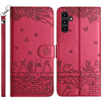 Custodia per telefono in pelle con motivo gatto in rilievo con cordino, For Samsung Galaxy S25 FE 5G, For Samsung Galaxy S25 5G, For Samsung Galaxy S25+ 5G, For Samsung Galaxy S25 Ultra 5G