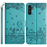 Custodia per telefono in pelle con motivo gatto in rilievo con cordino, For Samsung Galaxy S25 FE 5G, For Samsung Galaxy S25 5G, For Samsung Galaxy S25+ 5G, For Samsung Galaxy S25 Ultra 5G