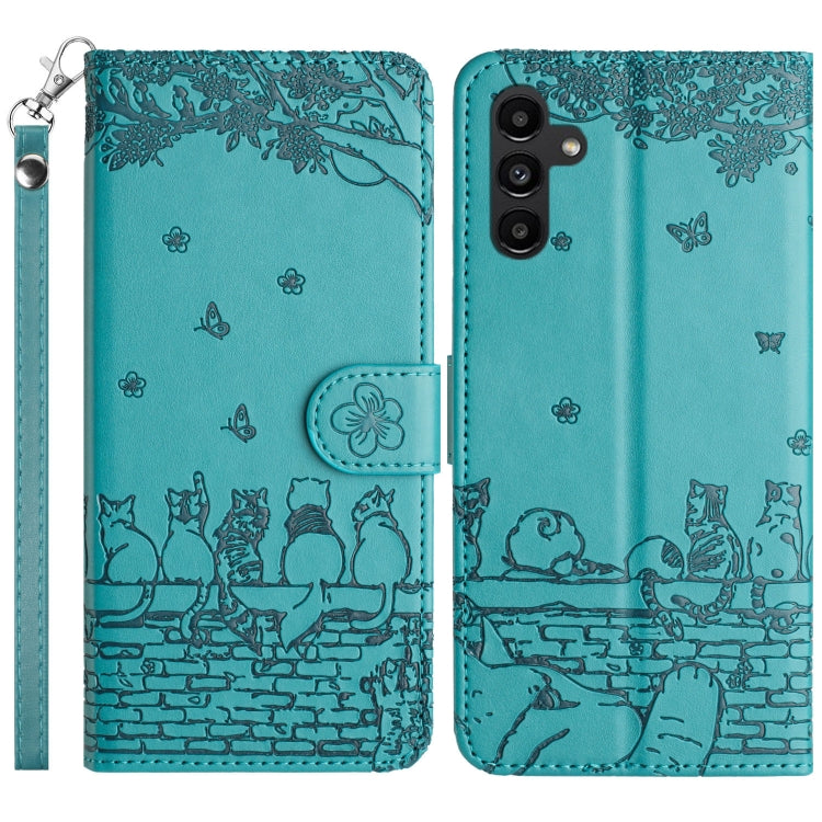 Custodia per telefono in pelle con motivo gatto in rilievo con cordino, For Samsung Galaxy S25 FE 5G, For Samsung Galaxy S25 5G, For Samsung Galaxy S25+ 5G, For Samsung Galaxy S25 Ultra 5G