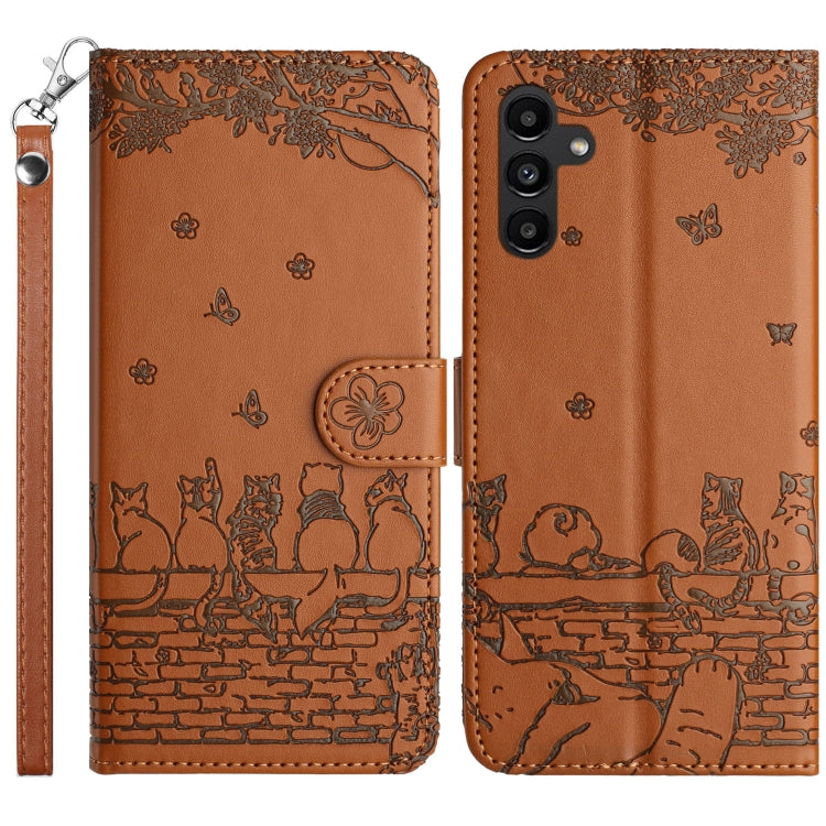 Custodia per telefono in pelle con motivo gatto in rilievo con cordino, For Samsung Galaxy S25 FE 5G, For Samsung Galaxy S25 5G, For Samsung Galaxy S25+ 5G, For Samsung Galaxy S25 Ultra 5G