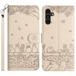 Custodia per telefono in pelle con motivo gatto in rilievo con cordino, For Samsung Galaxy S25 FE 5G, For Samsung Galaxy S25 5G, For Samsung Galaxy S25+ 5G, For Samsung Galaxy S25 Ultra 5G