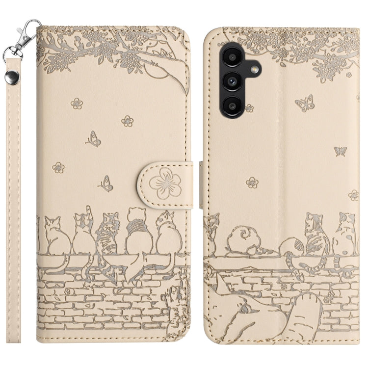 Custodia per telefono in pelle con motivo gatto in rilievo con cordino, For Samsung Galaxy S25 FE 5G, For Samsung Galaxy S25 5G, For Samsung Galaxy S25+ 5G, For Samsung Galaxy S25 Ultra 5G