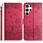 Custodia per telefono in pelle con motivo gatto in rilievo con cordino, For Samsung Galaxy S25 FE 5G, For Samsung Galaxy S25 5G, For Samsung Galaxy S25+ 5G, For Samsung Galaxy S25 Ultra 5G
