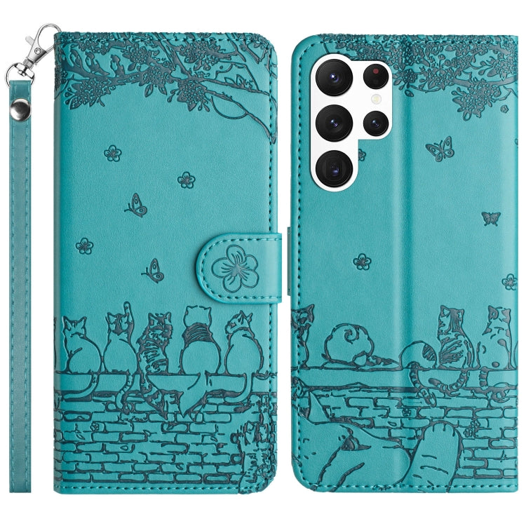 Custodia per telefono in pelle con motivo gatto in rilievo con cordino, For Samsung Galaxy S25 FE 5G, For Samsung Galaxy S25 5G, For Samsung Galaxy S25+ 5G, For Samsung Galaxy S25 Ultra 5G