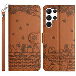 Custodia per telefono in pelle con motivo gatto in rilievo con cordino, For Samsung Galaxy S25 FE 5G, For Samsung Galaxy S25 5G, For Samsung Galaxy S25+ 5G, For Samsung Galaxy S25 Ultra 5G