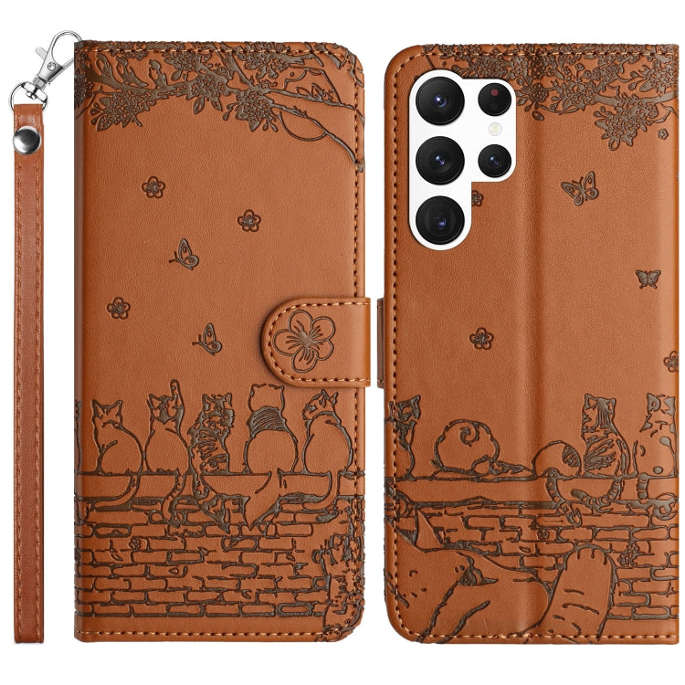 Custodia per telefono in pelle con motivo gatto in rilievo con cordino, For Samsung Galaxy S25 FE 5G, For Samsung Galaxy S25 5G, For Samsung Galaxy S25+ 5G, For Samsung Galaxy S25 Ultra 5G