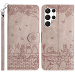 Custodia per telefono in pelle con motivo gatto in rilievo con cordino, For Samsung Galaxy S25 FE 5G, For Samsung Galaxy S25 5G, For Samsung Galaxy S25+ 5G, For Samsung Galaxy S25 Ultra 5G