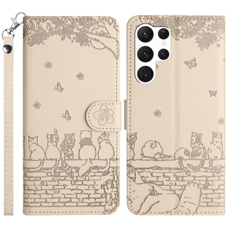 Custodia per telefono in pelle con motivo gatto in rilievo con cordino, For Samsung Galaxy S25 FE 5G, For Samsung Galaxy S25 5G, For Samsung Galaxy S25+ 5G, For Samsung Galaxy S25 Ultra 5G