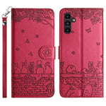 Custodia per telefono in pelle con motivo gatto in rilievo con cordino, For Samsung Galaxy S25 FE 5G, For Samsung Galaxy S25 5G, For Samsung Galaxy S25+ 5G, For Samsung Galaxy S25 Ultra 5G