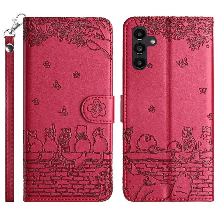 Custodia per telefono in pelle con motivo gatto in rilievo con cordino, For Samsung Galaxy S25 FE 5G, For Samsung Galaxy S25 5G, For Samsung Galaxy S25+ 5G, For Samsung Galaxy S25 Ultra 5G